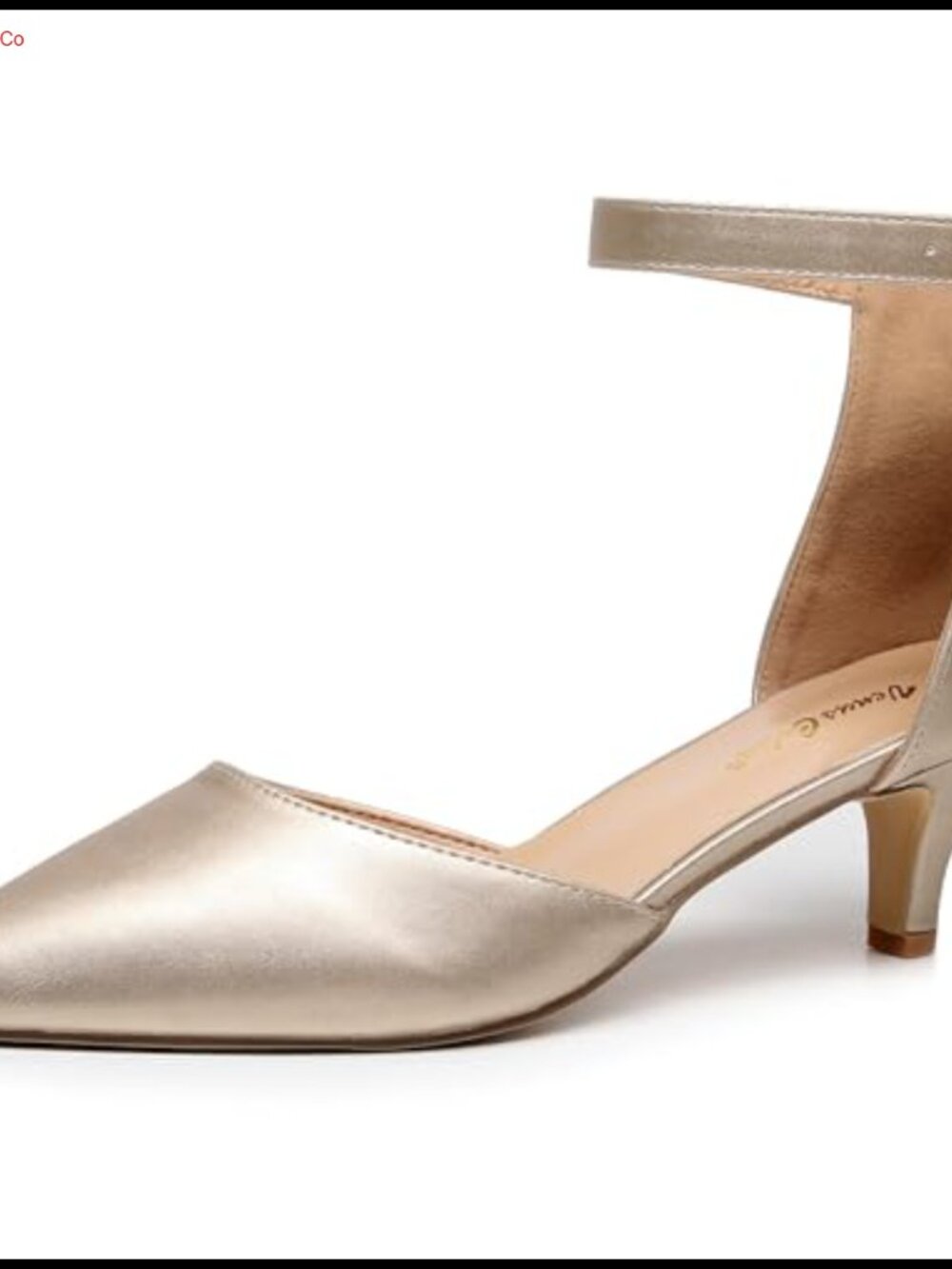 Women's D'Orsay Kitten Heel Pump Pointed Toe Ankle Strap Adjustable Buckle